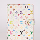 Limited Edition Louis Vuitton x Takashi Murakami Multicolor Monogram Blanc Agenda Cover PM