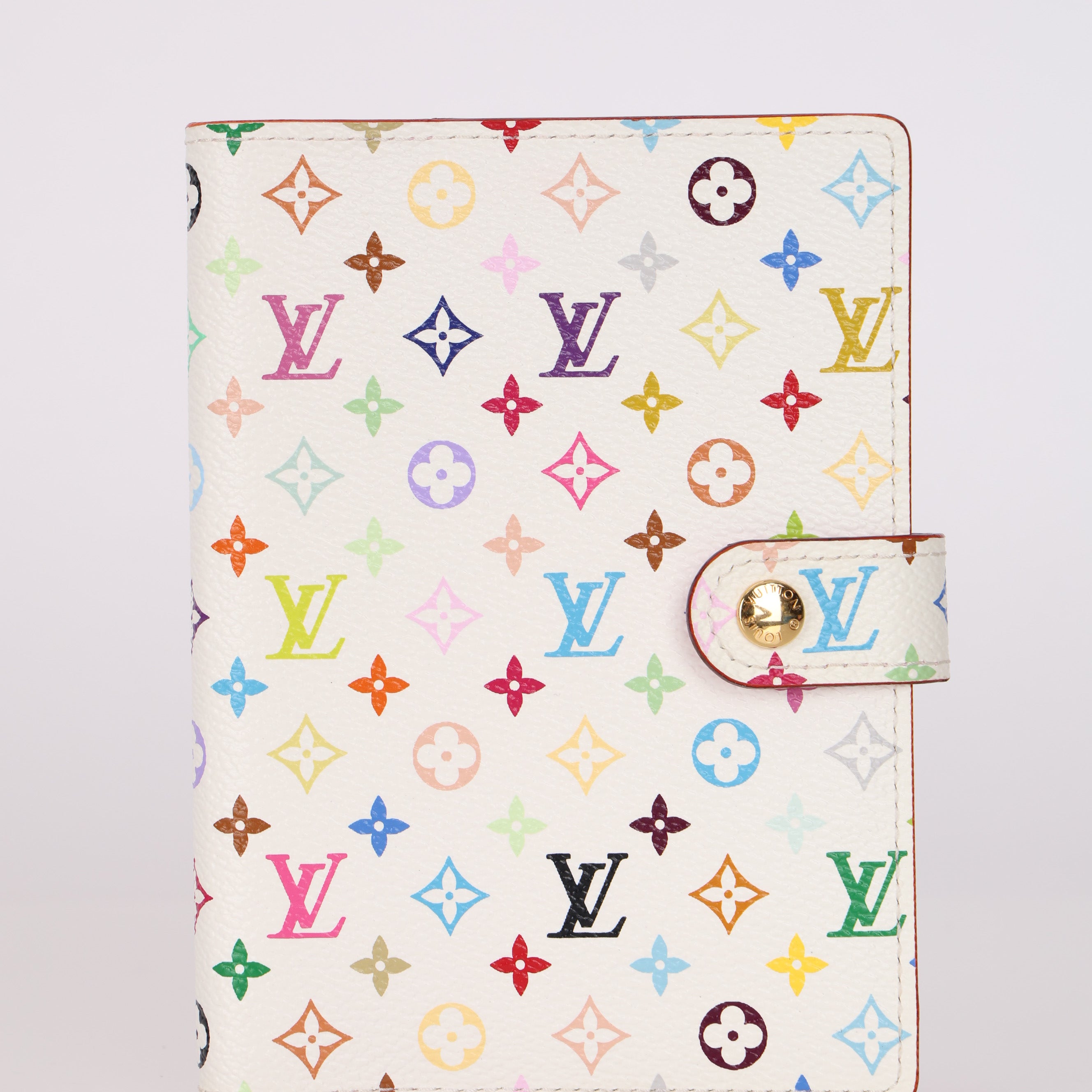 Limited Edition Louis Vuitton x Takashi Murakami Multicolor Monogram Blanc Agenda Cover PM
