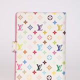 Limited Edition Louis Vuitton x Takashi Murakami Multicolor Monogram Blanc Agenda Cover PM