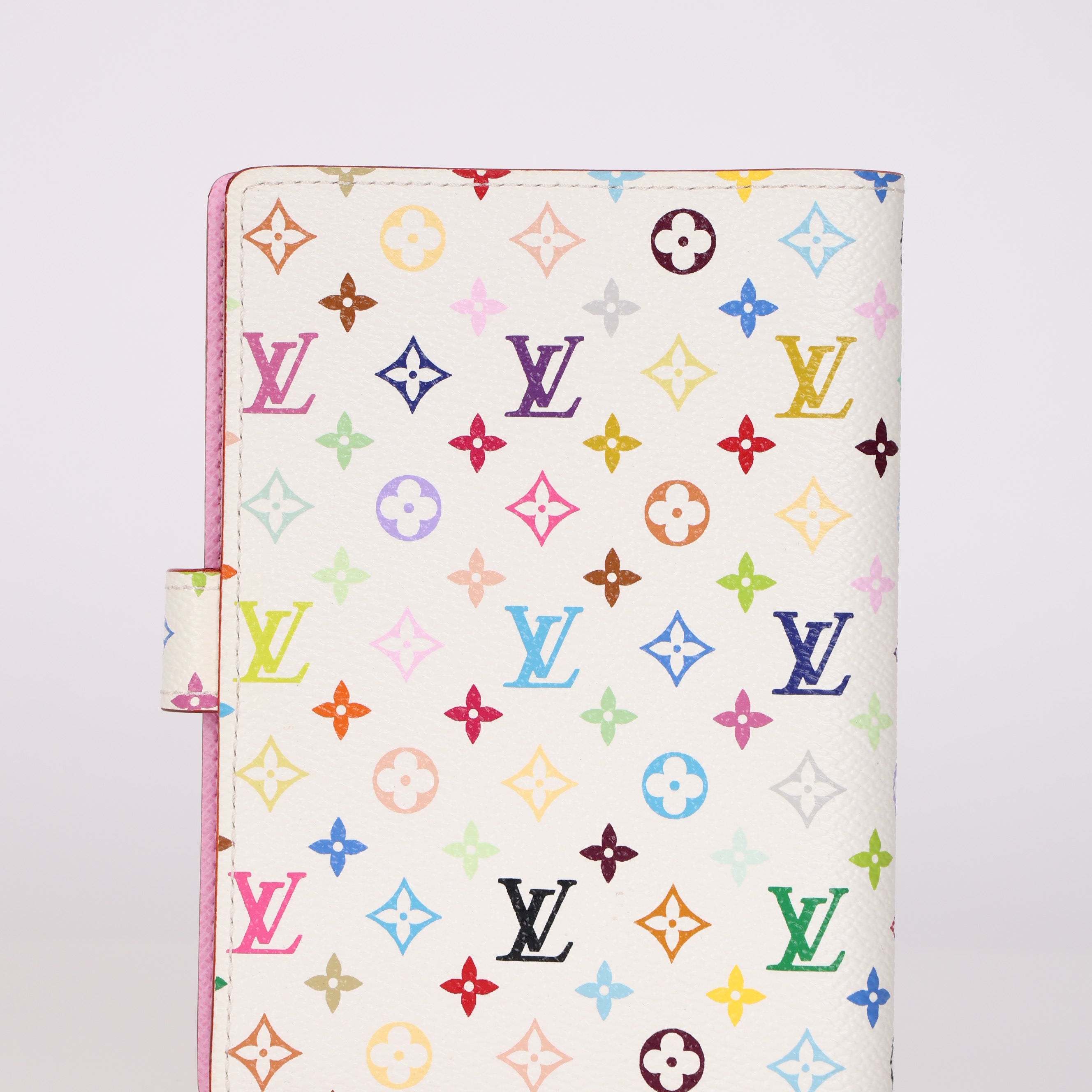 Limited Edition Louis Vuitton x Takashi Murakami Multicolor Monogram Blanc Agenda Cover PM