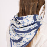 Loewe Blue Floral Anagram Silk Scarf