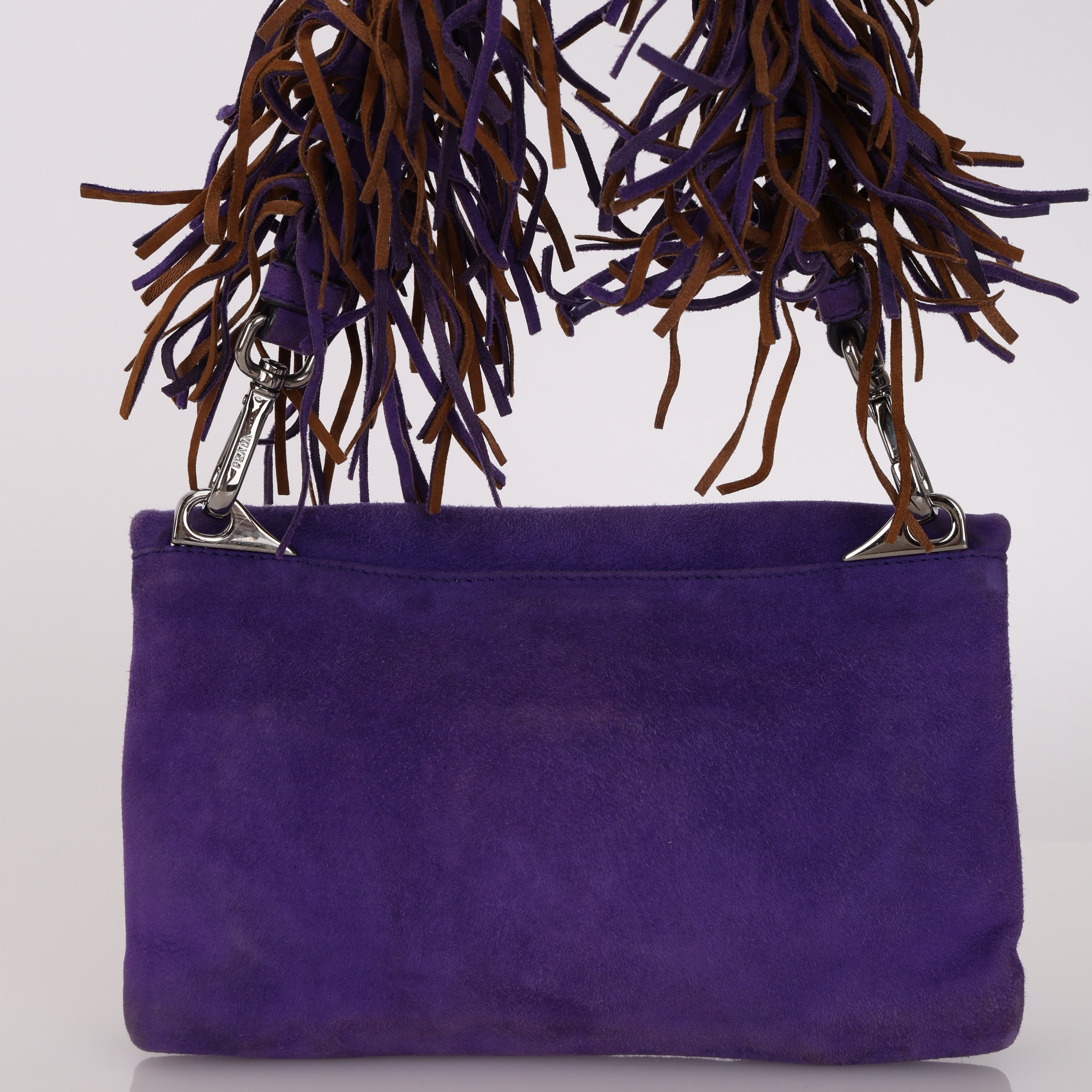 Prada Purple Scamosciata Suede Fringe Shoulder Bag