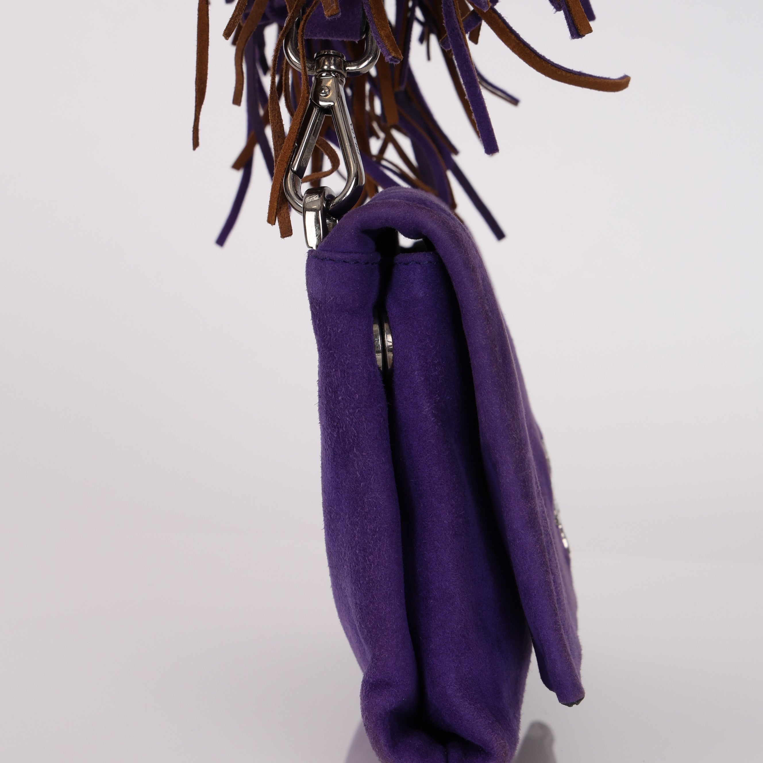 Prada Purple Scamosciata Suede Fringe Shoulder Bag