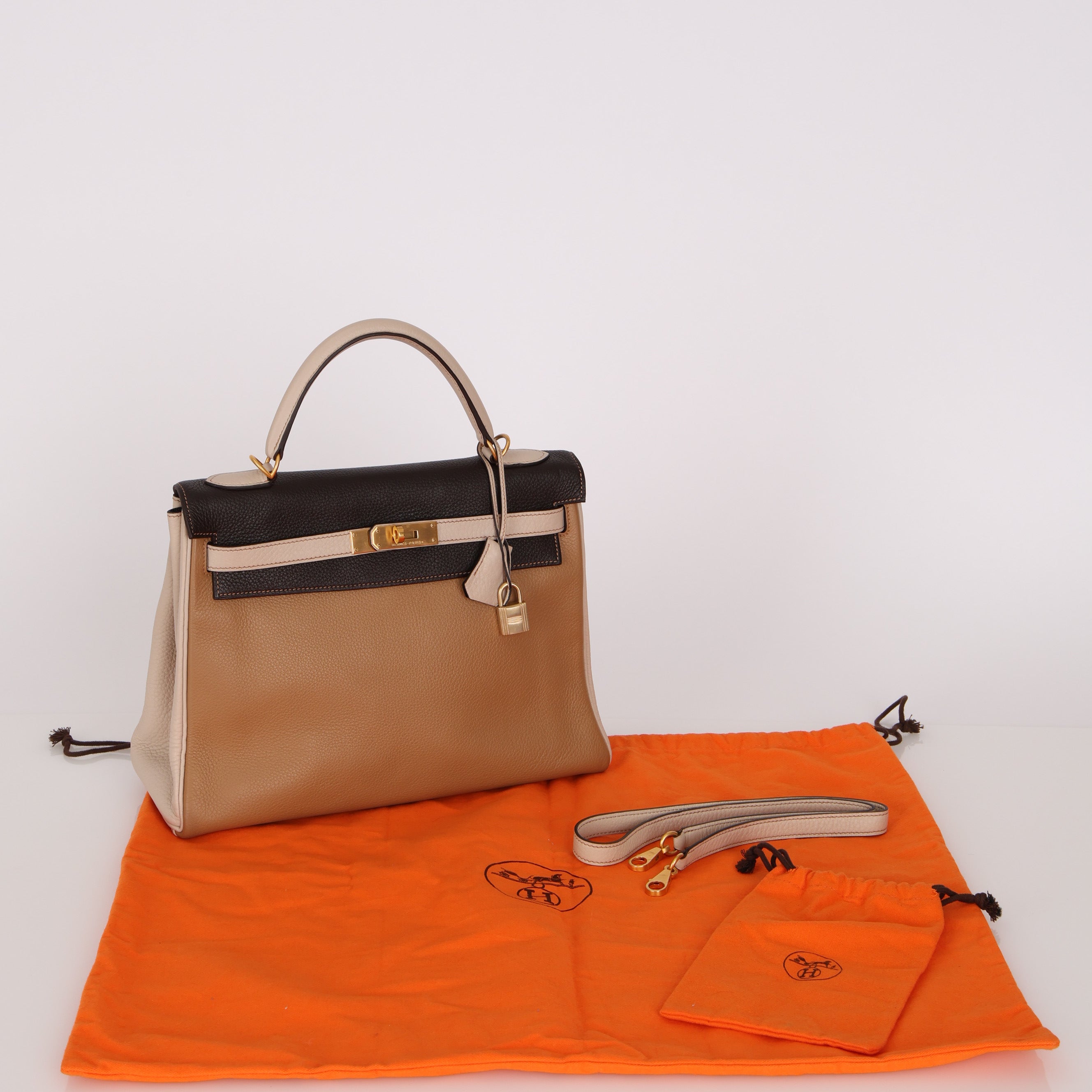 Limited Edition Hermes 2003 Tricolore Taurillon Clemence Kelly 32 Retourne BGHW
