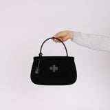 Gucci Black Felt Turnlock Top Handle Bag