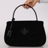 Gucci Black Felt Turnlock Top Handle Bag