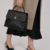 Chanel 2002 Caviar Quilted Turnlock Kelly 24K GP
