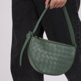 Bottega Veneta Aloe Lambskin Intrecciato Mini Sunrise Shoulder Bag
