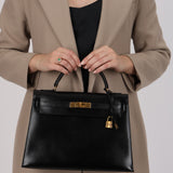 Hermès 1978 Noir Box Kelly 32 Sellier GHW