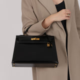 Hermès 1978 Noir Box Kelly 32 Sellier GHW
