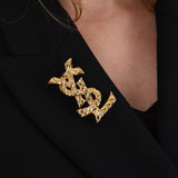 Saint Laurent Cassandra Logo Brooch