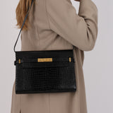 Saint Laurent Croc Embossed Manhattan Shoulder Bag