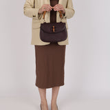 Gucci Dark Plum 1947 Bamboo Turnlock Handle Bag
