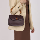 Gucci Dark Plum 1947 Bamboo Turnlock Handle Bag