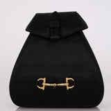 Gucci Black Satin Crystal Horsebit Minaudiere Backpack w Gucci Wallet