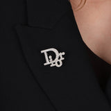 Dior Micro Logo Silver Crystal Brooch