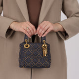 Dior 2017 Studded Washed Denim Cannage Mini Lady Dior