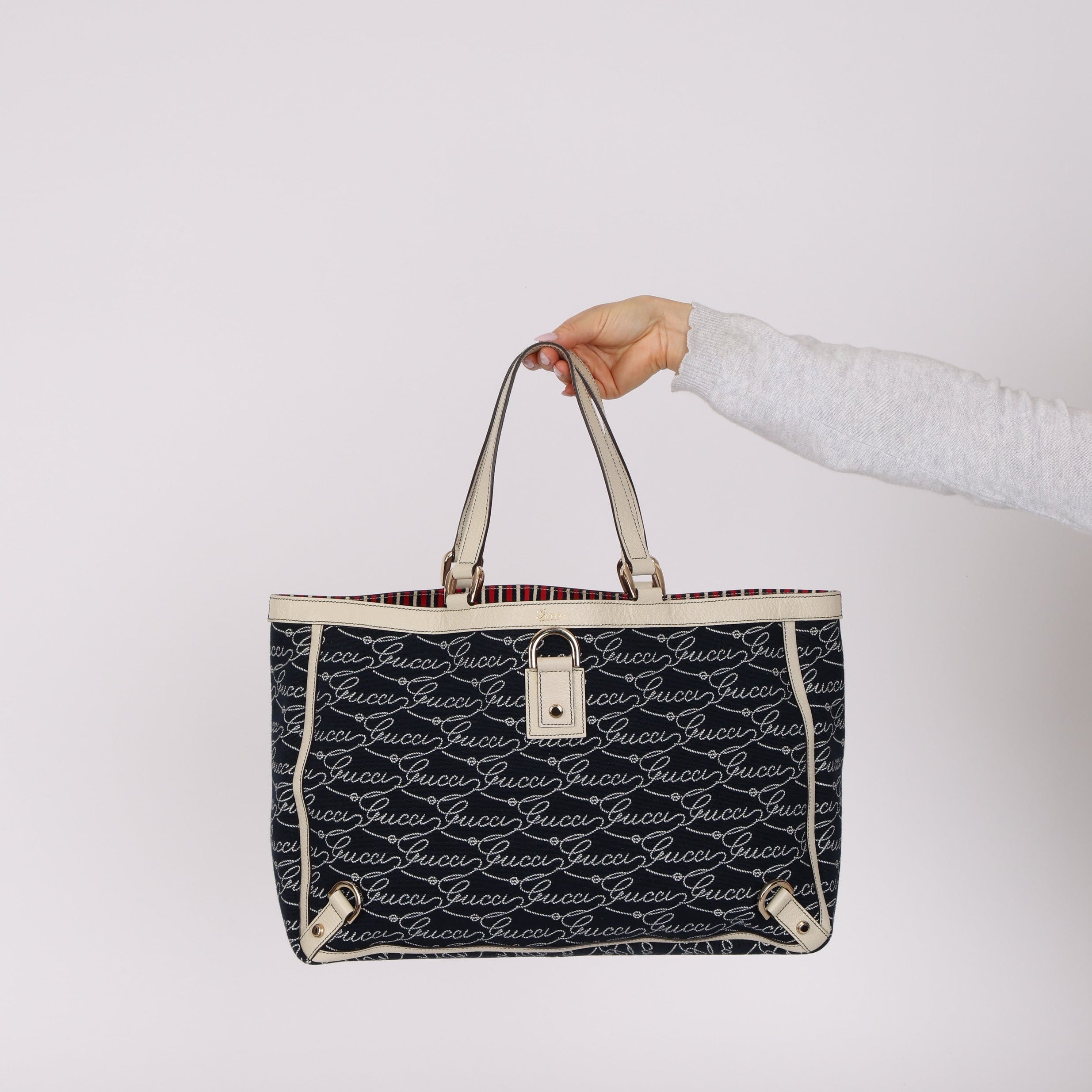 Gucci Denim Navy Abbey D-Ring Tote