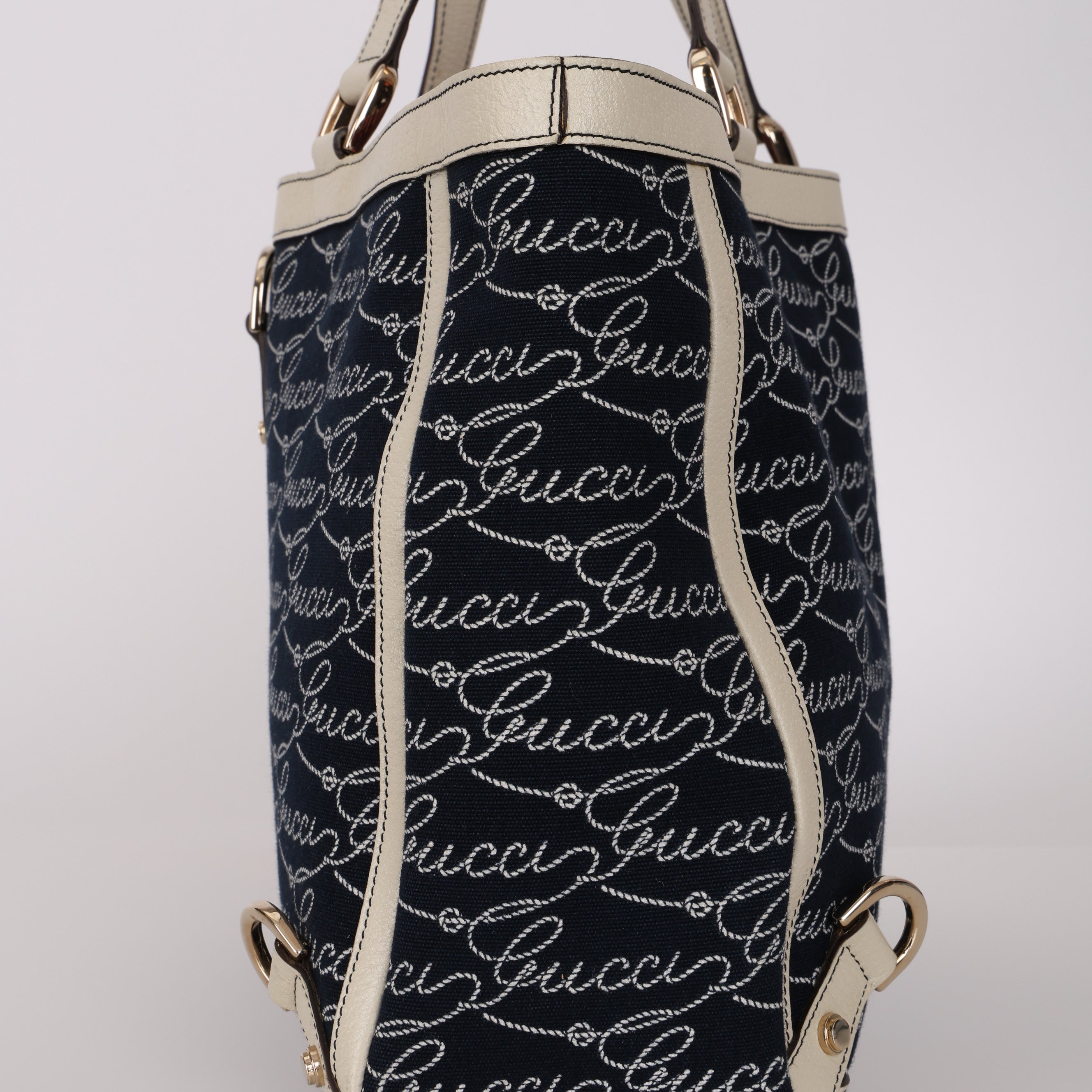 Gucci Denim Navy Abbey D-Ring Tote