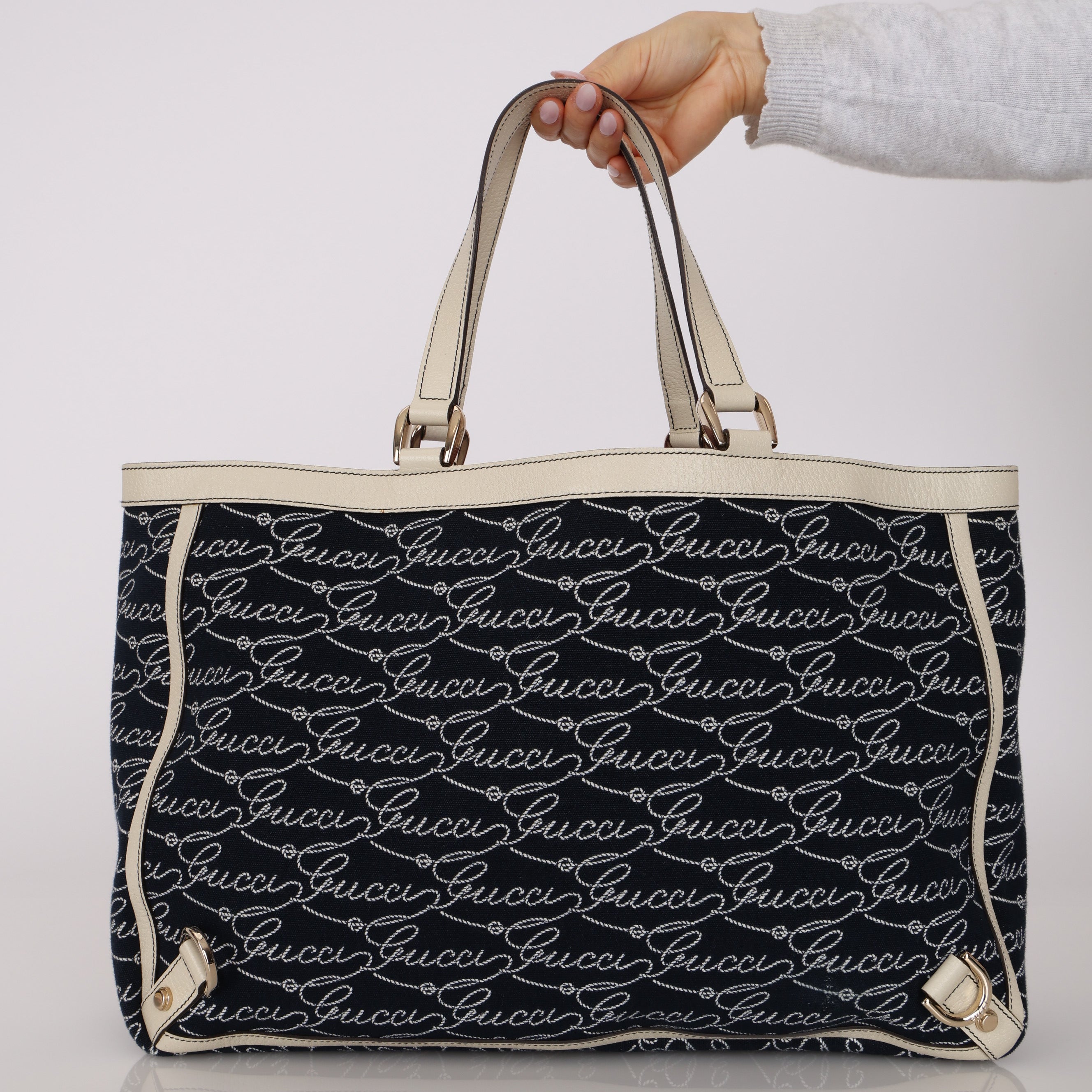 Gucci Denim Navy Abbey D-Ring Tote