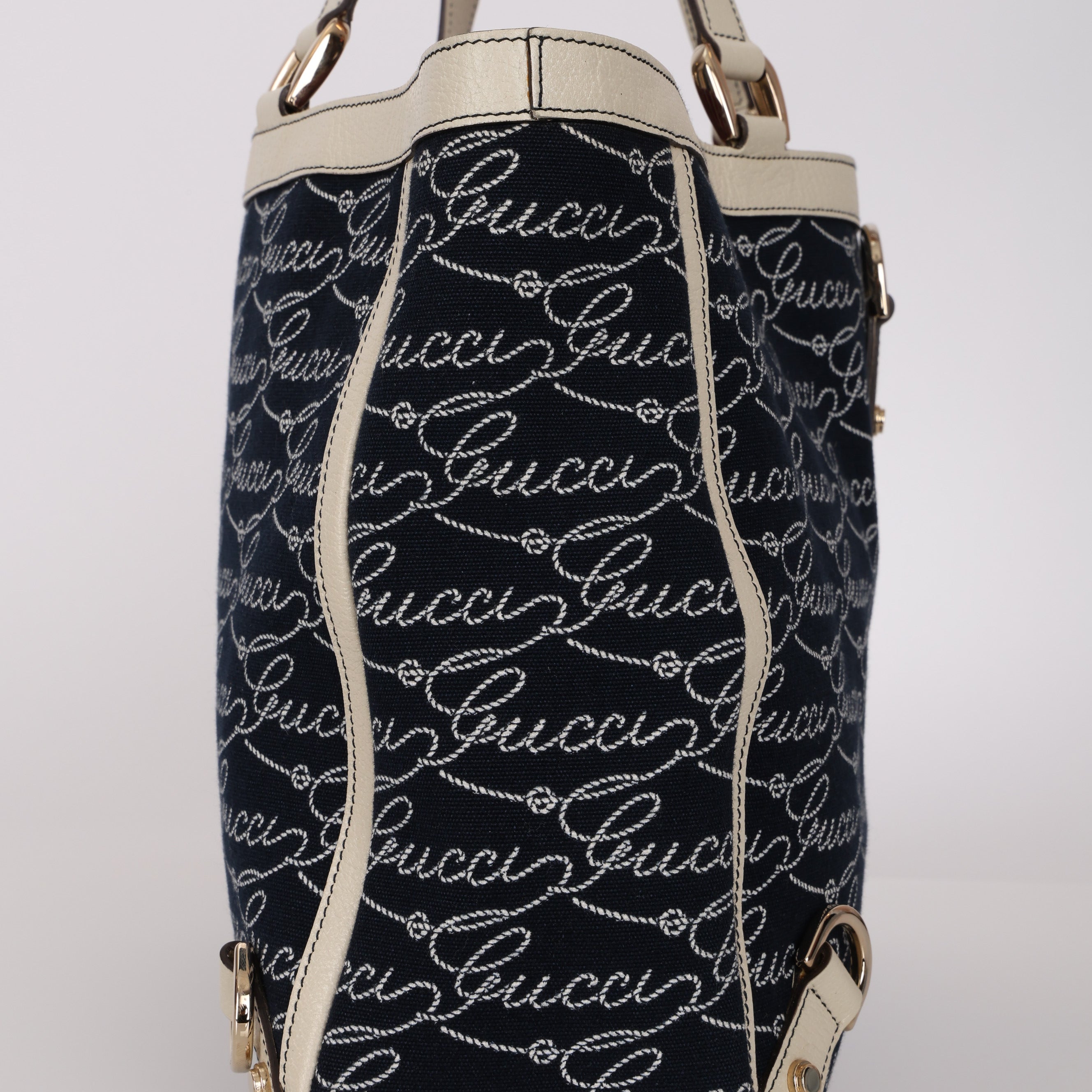 Gucci Denim Navy Abbey D-Ring Tote