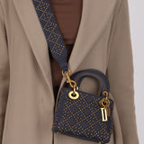 Dior 2017 Studded Washed Denim Cannage Mini Lady Dior