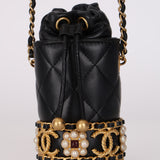 Ultra-Rare Chanel 2021 Drawstring Pearl Gripoix Flower Mini Bucket Bag