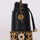 Ultra-Rare Chanel 2021 Drawstring Pearl Gripoix Flower Mini Bucket Bag
