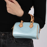 Rare Louis Vuitton 2024 Sky Blue Vernis Monogram Speedy Nano Bag