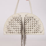 Rare Bottega Veneta Blanc Intrecciato Chain Dome Bag
