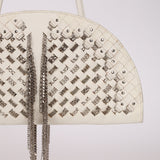 Rare Bottega Veneta Blanc Intrecciato Chain Dome Bag