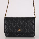 Chanel 2019 Black Lambskin Wallet on Chain GHW
