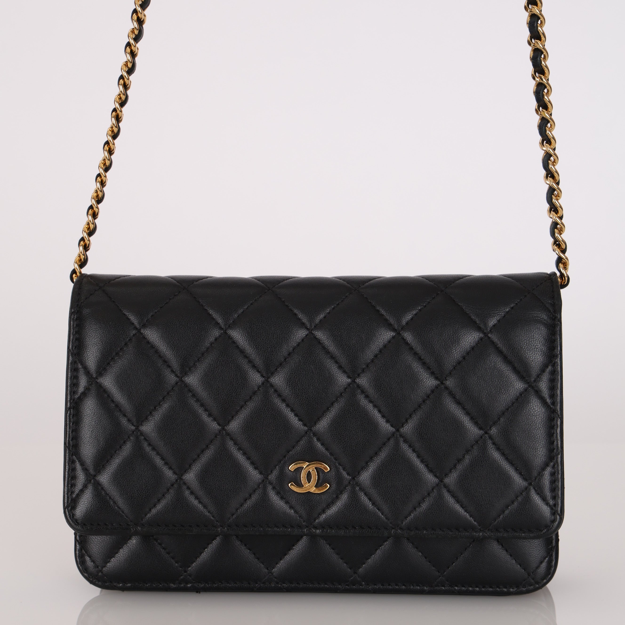 Chanel 2019 Black Lambskin Wallet on Chain GHW