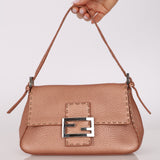 Fendi Metallic Rose Gold Selleria Mini Mamma
