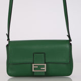 Fendi Green Leather Mini Baguette Crossbody Bag