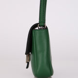 Fendi Green Leather Mini Baguette Crossbody Bag