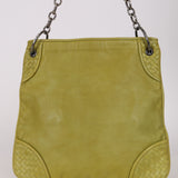 Bottega Veneta Green Intrecciato Angolo Shoulder Bag