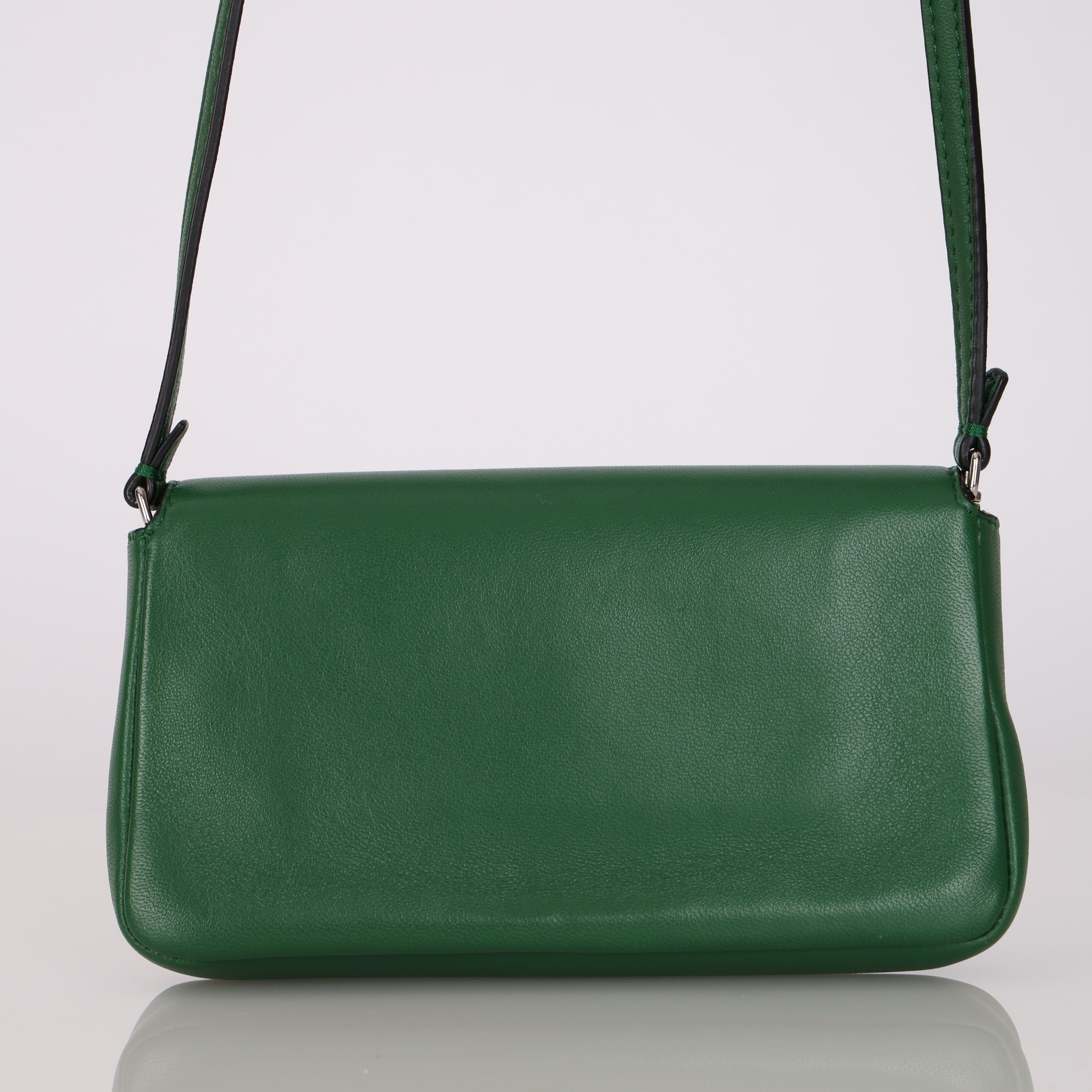 Fendi Green Leather Mini Baguette Crossbody Bag