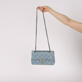 Chanel 22B Quilted Small Denim Classic Double Flap GHW