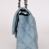 Chanel 22B Quilted Small Denim Classic Double Flap GHW