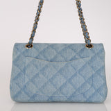 Chanel 22B Quilted Small Denim Classic Double Flap GHW