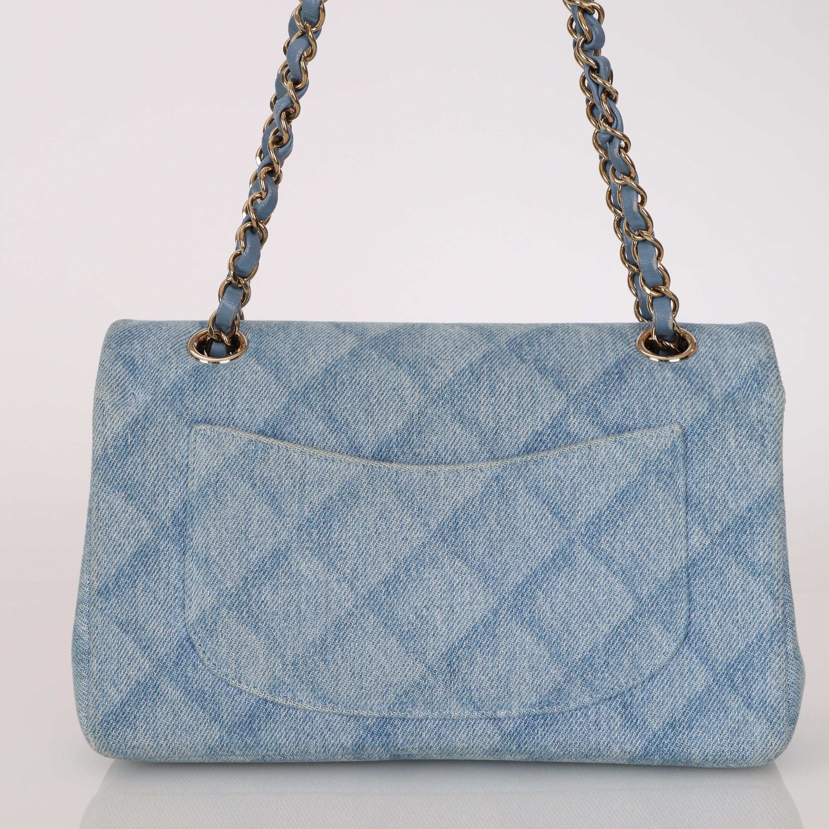 Chanel 22B Quilted Small Denim Classic Double Flap GHW