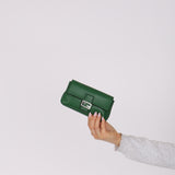Fendi Green Leather Mini Baguette Crossbody Bag