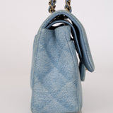 Chanel 22B Quilted Small Denim Classic Double Flap GHW
