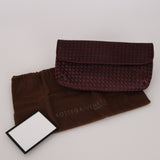 Bottega Veneta Plum Intrecciato Satin Evening Clutch