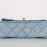 Chanel 22B Quilted Small Denim Classic Double Flap GHW