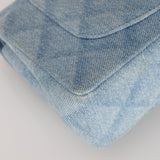 Chanel 22B Quilted Small Denim Classic Double Flap GHW