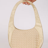 Bottega Veneta Mini Intrecciato Shoulder Bag Champagne Satin