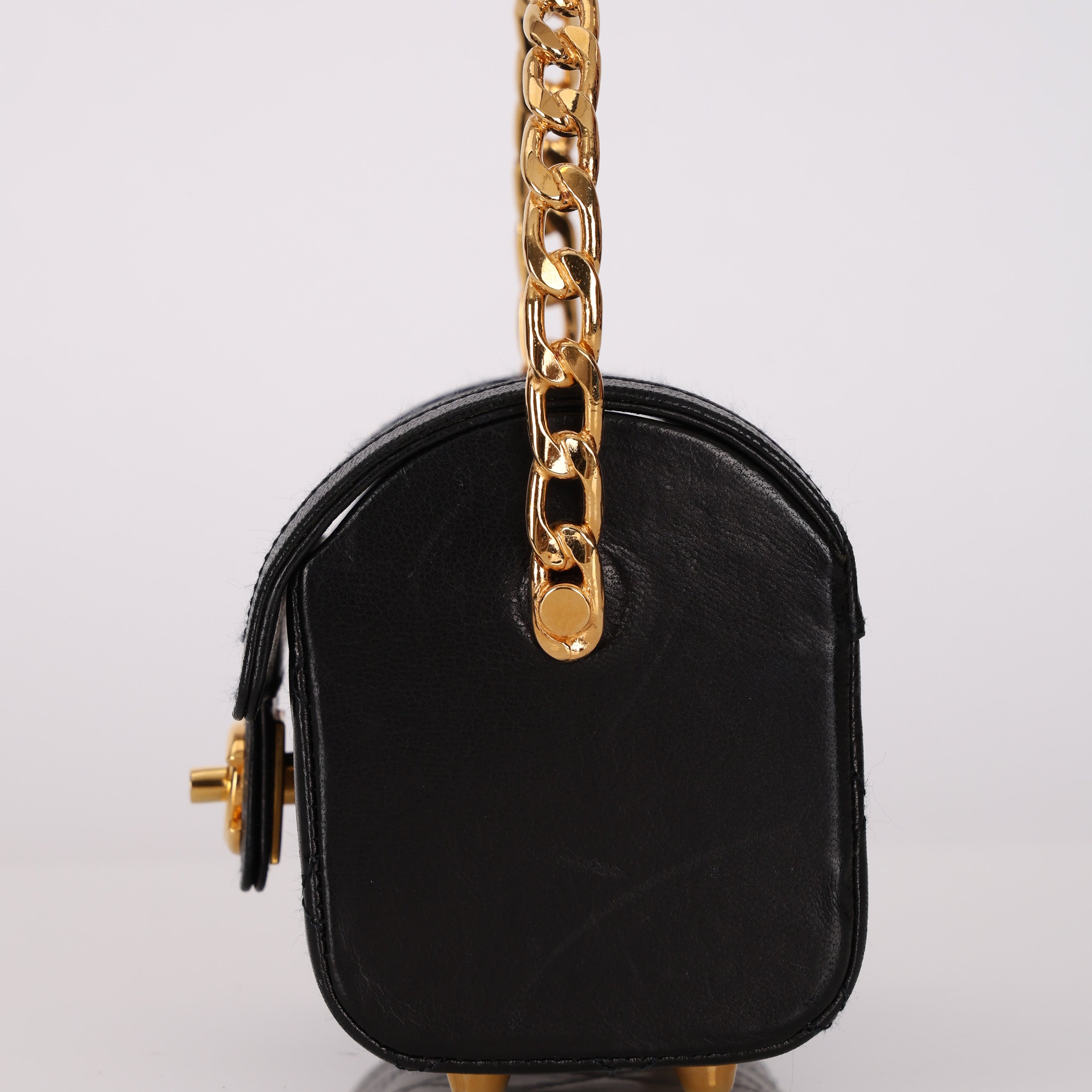 Ultra-Rare Chanel Mini Vanity Chest Black Lambskin 1989 24K GP