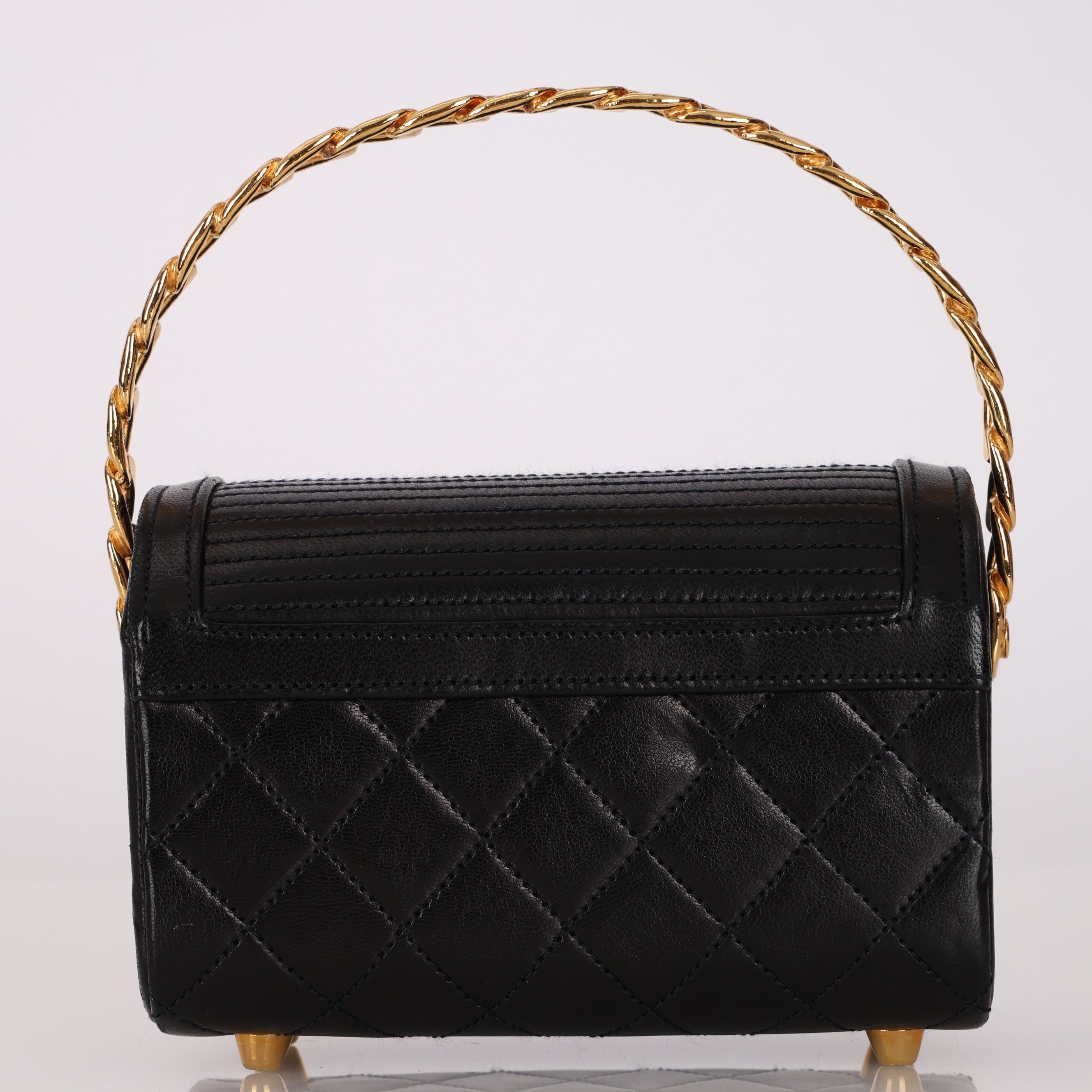 Ultra-Rare Chanel Mini Vanity Chest Black Lambskin 1989 24K GP
